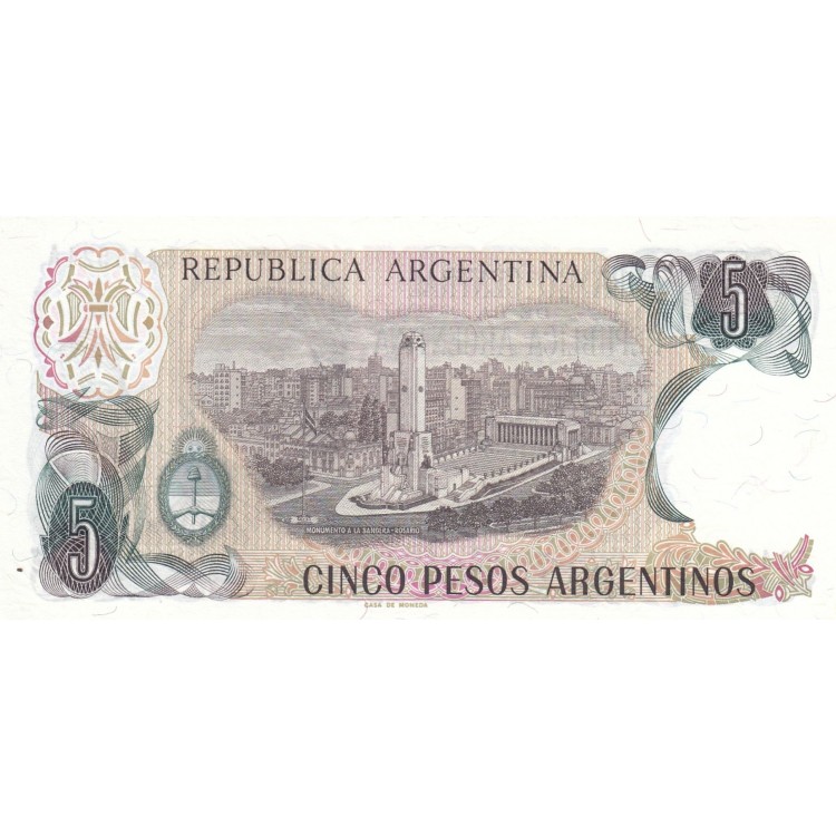 Arjantin 5 Pesos 1983 P#312a(2) ÇİL UNC kağıt para