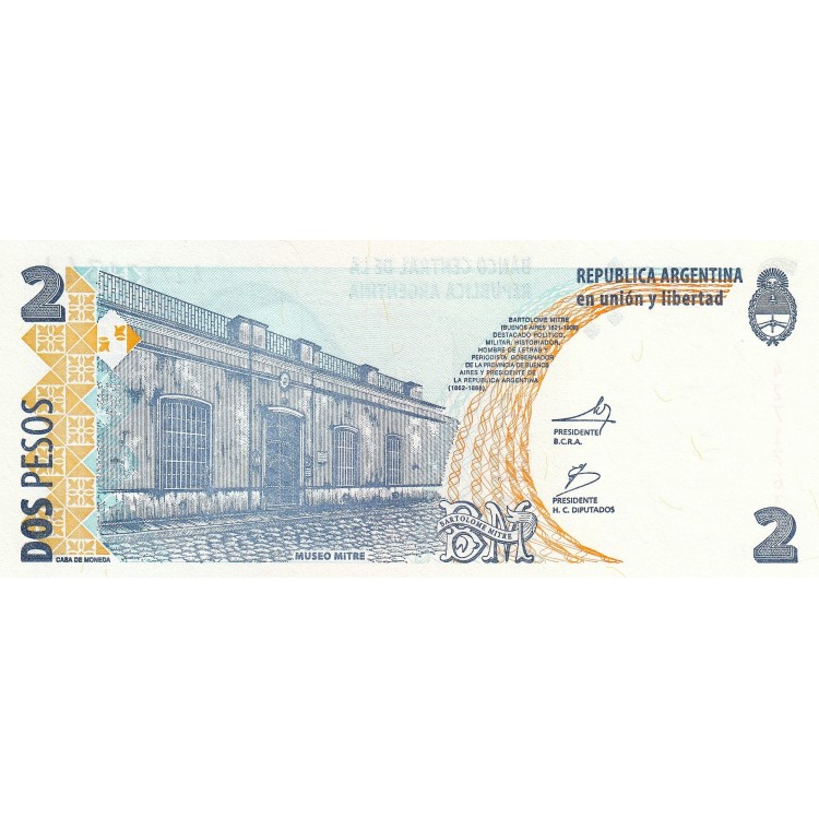 Arjantin 2 Pesos 2012 P#352(6) ÇİL UNC kağıt para