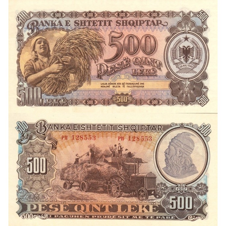 Arnavutluk 500 Leke 1957 P#31 ÇİL/UNC banknot