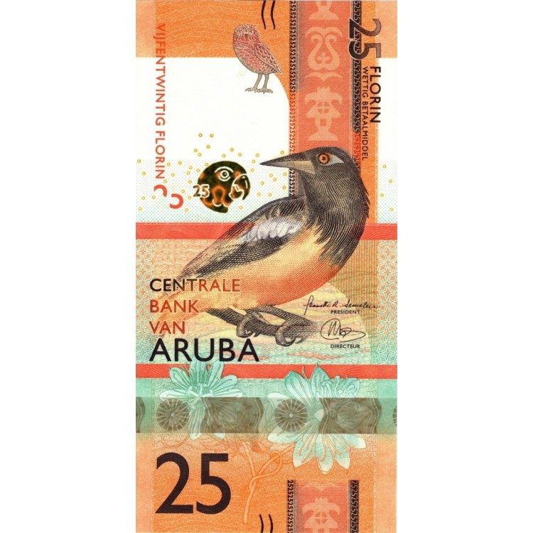 ARUBA 25 FLORİN 2019, P#22, ÇİL, ESKİ YABANCI KAĞIT PARA
