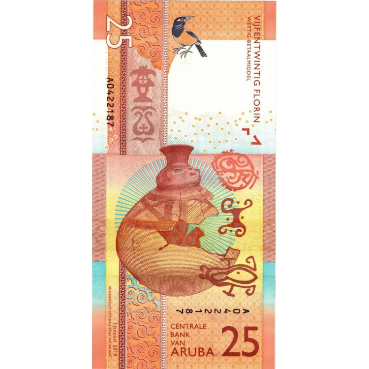 ARUBA 25 FLORİN 2019, P#22, ÇİL, ESKİ YABANCI KAĞIT PARA