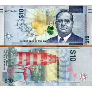 BAHAMA 10 DOLAR 2022, P#87, ÇİL, ESKİ YABANCI KAĞIT PARA