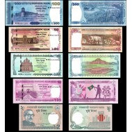 BANGLADEŞ 2-10-20-50-100 TAKA 5 li SET, ÇİL, ESKİ YABANCI KAĞIT PARA