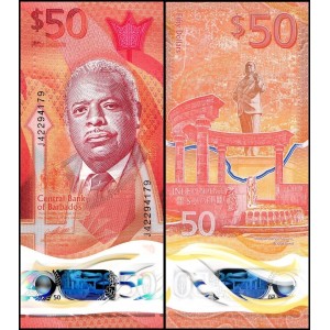 BARBADOS 50 DOLAR 2024 POLYMER, P#84b ÇİL, ESKİ YABANCI KAĞIT PARA