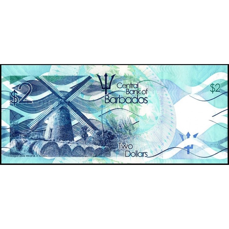 BARBADOS 2 DOLAR 2013, P#73a, ÇİL, ESKİ YABANCI KAĞIT PARA