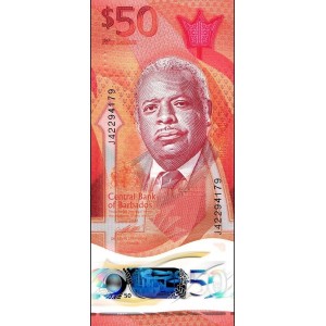 BARBADOS 50 DOLAR 2024 POLYMER, P#84b ÇİL, ESKİ YABANCI KAĞIT PARA