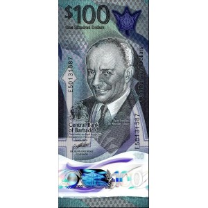 BARBADOS 100 DOLAR 2024 POLYMER, P#85b(2), ÇİL, ESKİ YABANCI KAĞIT PARA