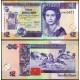 BELİZE 2 DOLAR 2021, P#66g, KRALİÇE II. ELİZABETH, ÇİL, ESKİ YABANCI KAĞIT PARA