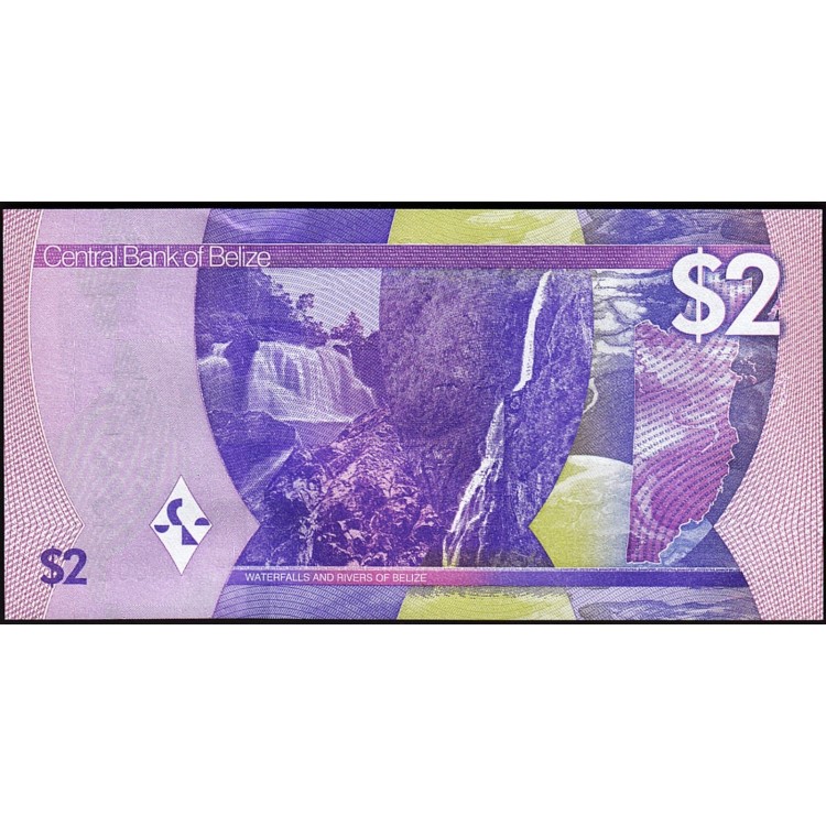 BELİZE 2 DOLAR 2025, P#73, ÇİL, ESKİ YABANCI KAĞIT PARA