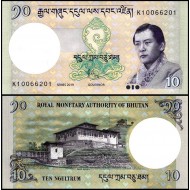 BHUTAN 10 NGULTRUM 2019, P#29c, ÇİL, ESKİ YABANCI KAĞIT PARA