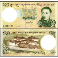 Bhutan 20 Ngultrum 2013 P#30b ÇİL/UNC Kağıt Para