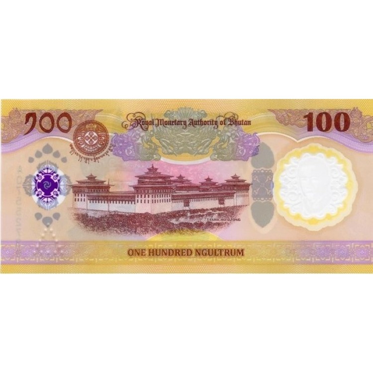 BHUTAN 100 NGULTRUM 2025 POLYMER HATIRA, P#43, ÇİL, ESKİ YABANCI KAĞIT PARA