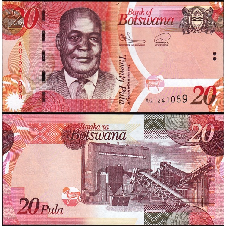 Botswana 20 Pula 2022, P#31 çil eski yabancı kağıt para
