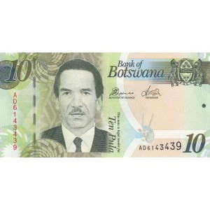 BOTSWANA 10 PULA 2014, P#30d, ÇİL, ESKİ YABANCI KAĞIT PARA