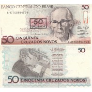 Brezilya 50 Cruzeiros 1990 P#223 ÇİL/UNC Kağıt Para