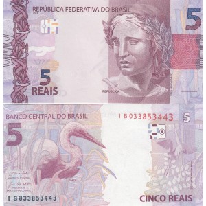 BREZİLYA 5 REAİS 2020, P#253f ,ÇİL, ESKİ YABANCI KAĞIT PARA
