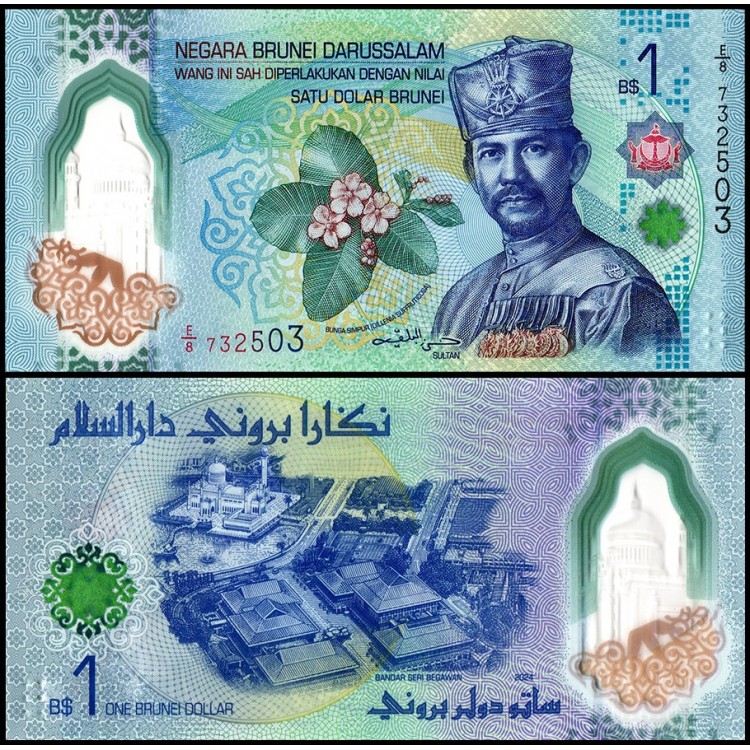 BRUNEİ 1 DOLAR 2024 (2026) POLYMER, P#41, ÇİL, ESKİ YABANCI KAĞIT PARA