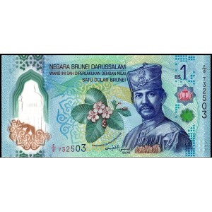 BRUNEİ 1 DOLAR 2024 (2026) POLYMER, P#41, ÇİL, ESKİ YABANCI KAĞIT PARA