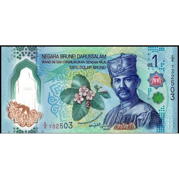 BRUNEİ 1 DOLAR 2024 (2026) POLYMER, P#41, ÇİL, ESKİ YABANCI KAĞIT PARA