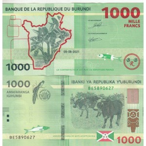 BURUNDİ 1000 FRANK (AMAFRANGA) 2021, P#51, ÇİL, ESKİ YABANCI KAĞIT PARA