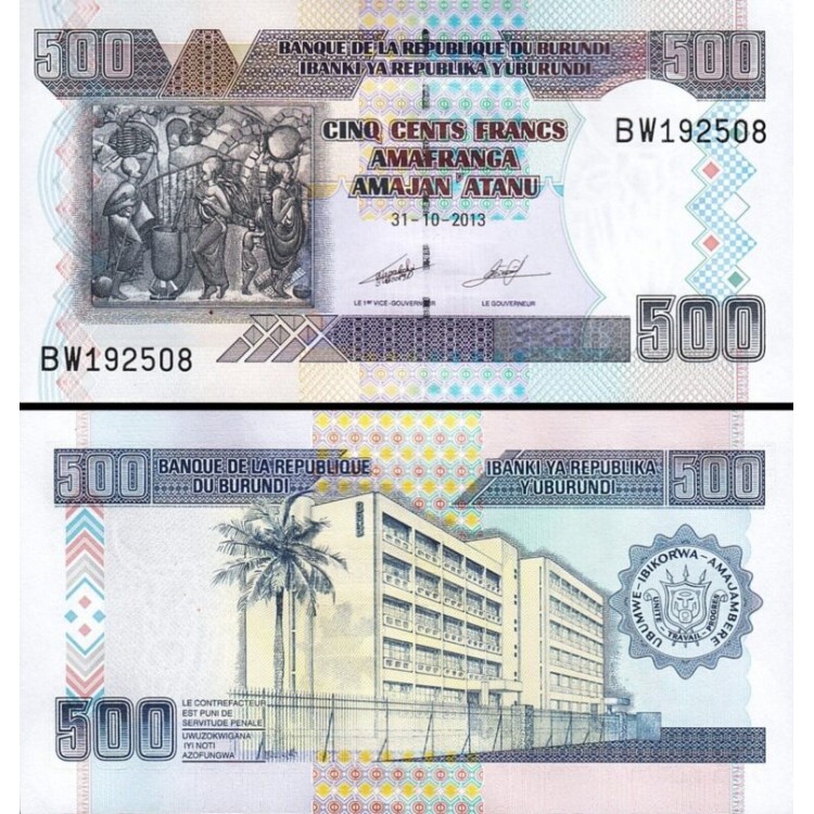 BURUNDİ 500 FRANK (AMAFRANGA) 2013, P#45c, ÇİL, ESKİ YABANCI KAĞIT PARA