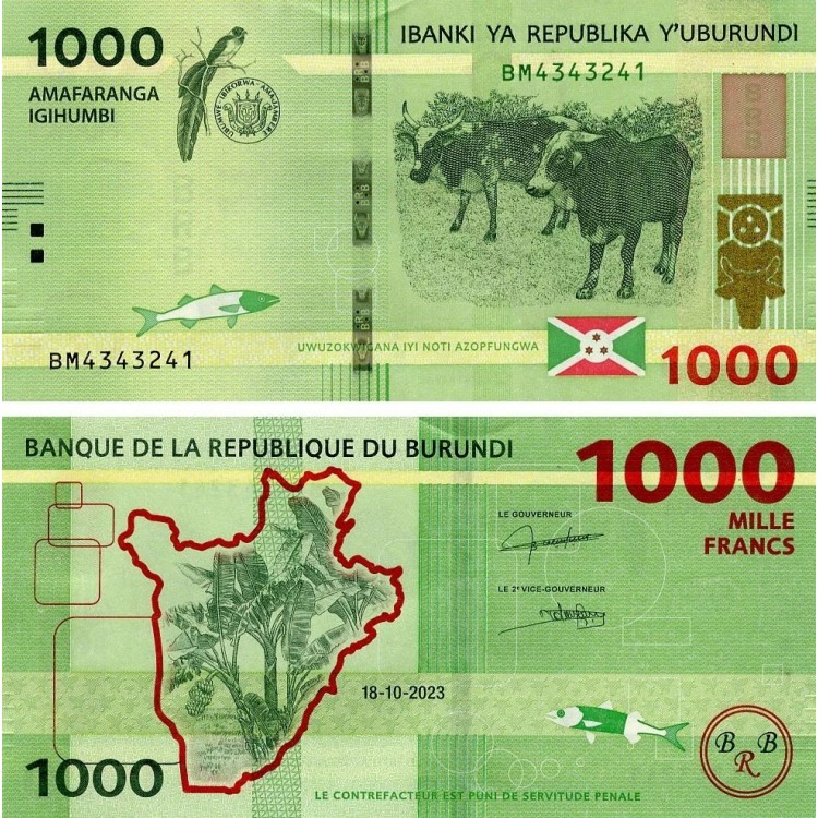 BURUNDİ 100-500-1000 FRANC 3 lü SET, ÇİL, ESKİ YABANCI KAĞIT PARA