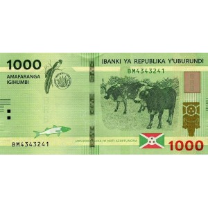BURUNDİ 1000 FRANK (AMAFRANGA) 2023, P#51, ÇİL, ESKİ YABANCI KAĞIT PARA
