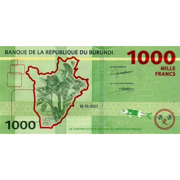 BURUNDİ 1000 FRANK (AMAFRANGA) 2023, P#51, ÇİL, ESKİ YABANCI KAĞIT PARA