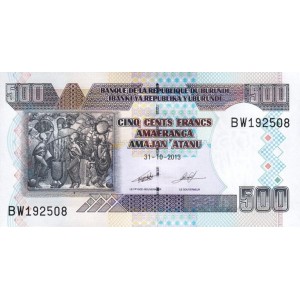 BURUNDİ 500 FRANK (AMAFRANGA) 2013, P#45c, ÇİL, ESKİ YABANCI KAĞIT PARA
