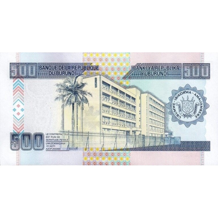 BURUNDİ 500 FRANK (AMAFRANGA) 2013, P#45c, ÇİL, ESKİ YABANCI KAĞIT PARA