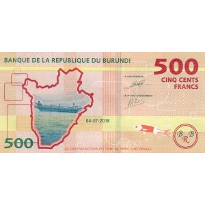 BURUNDİ 500 FRANK (AMAFRANGA) 2018, P#50, ÇİL, ESKİ YABANCI KAĞIT PARA
