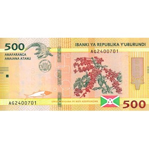 BURUNDİ 500 FRANK (AMAFRANGA) 2023, P#50, ÇİL, ESKİ YABANCI KAĞIT PARA
