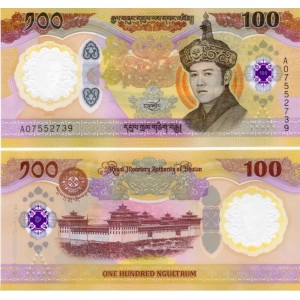 Bhutan 100 Ngultrum 2025 P#43 Polymer Hatıra Banknotu ÇİL