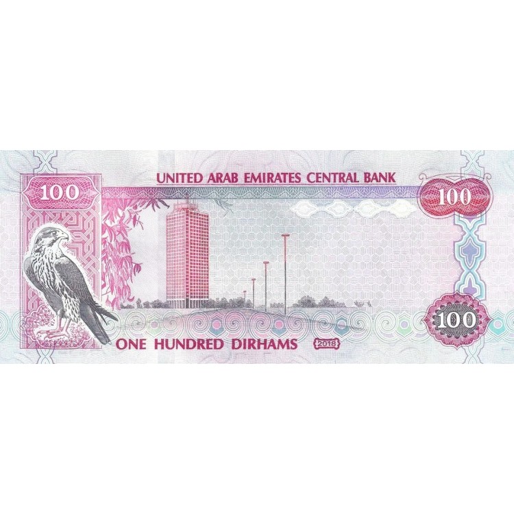 BİRLEŞİK ARAP EMİRLİĞİ 100 DİRHEM 2018 (1439), P#30g, ÇİL, ESKİ YABANCI KAĞIT PARA