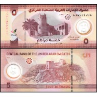 BİRLEŞİK ARAP EMİRLİĞİ 5 DİRHEM 2024 (1445) POLYMER, P#36c, ÇİL, ESKİ YABANCI KAĞIT PARA