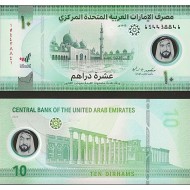BİRLEŞİK ARAP EMİRLİĞİ 10 DİRHEM 2024 (1445) POLYMER, P#37c, ÇİL, ESKİ YABANCI KAĞIT PARA