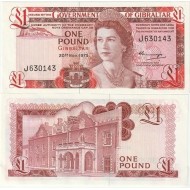 CEBELİTARIK 1 POUND 1975, P#20a, ÇİL, (NADİR TARİH) ESKİ YABANCI KAĞIT PARA