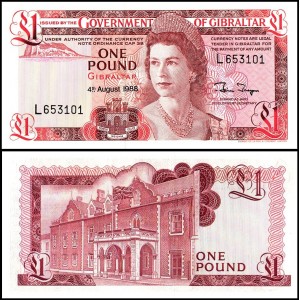 CEBELİTARIK 1 POUND 1988, P#20e, ÇİL, ESKİ YABANCI KAĞIT PARA