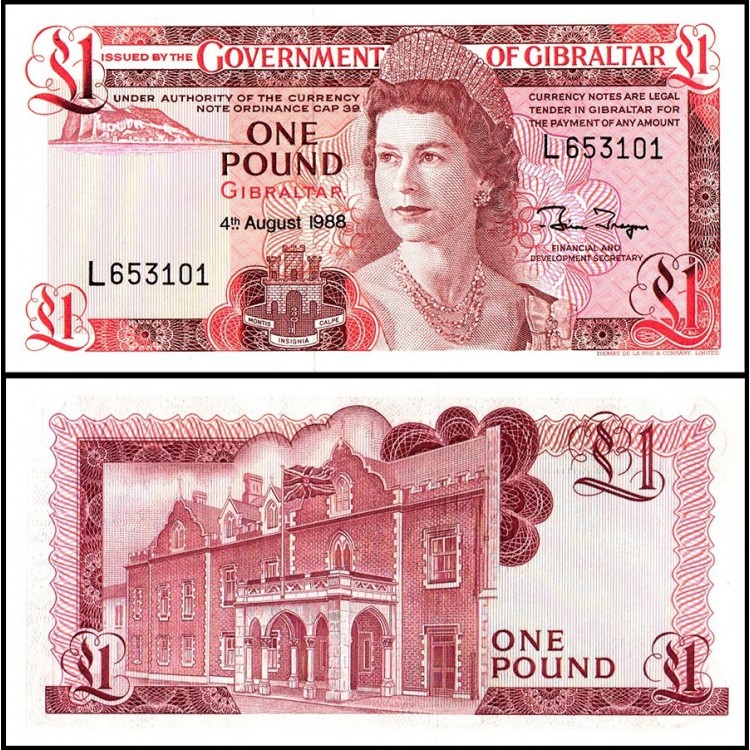 CEBELİTARIK 1 POUND 1988, P#20e, ÇİL, ESKİ YABANCI KAĞIT PARA