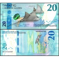 CURAÇAO & SINT MAARTEN 20 GULDEN 2025, P#2, ÇİL, ESKİ YABANCI KAĞIT PARA