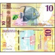 CURAÇAO & SINT MAARTEN 10 GULDEN 2025, P#1, ÇİL, ESKİ YABANCI KAĞIT PARA