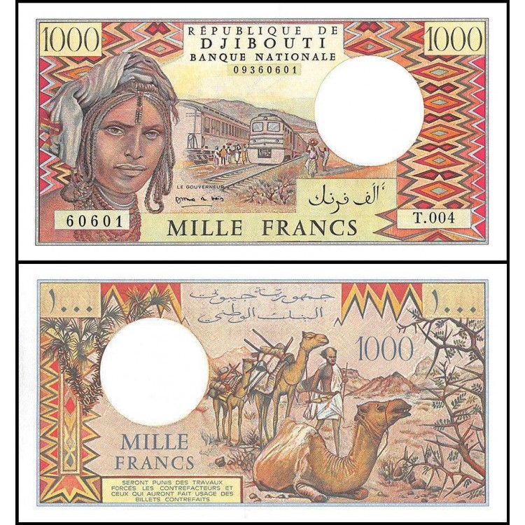 CİBUTİ 1000 FRANC 1991, P#37e, ÇİL, ESKİ YABANCI KAĞIT PARA