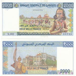 CİBUTİ 2000 FRANC 2008, P#43(2), ÇİL, ESKİ YABANCI KAĞIT PARA