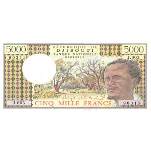 CİBUTİ 5000 FRANC 1979, P#38d, ÇİL, ESKİ YABANCI KAĞIT PARA