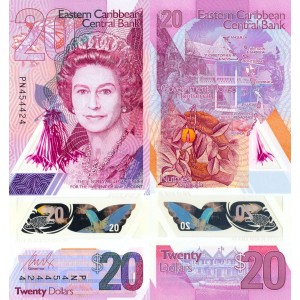 Doğu Karayipler 20 Dolar 2019 P#58 ÇİL/UNC Polimer Kağıt Para
