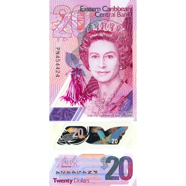 Doğu Karayipler 20 Dolar 2019 P#58 polimer banknot