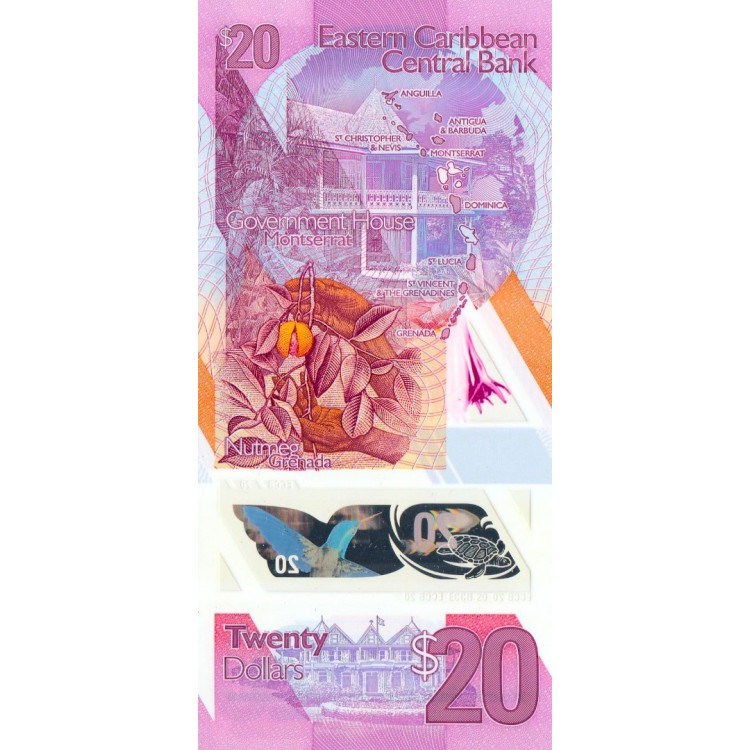 Doğu Karayipler 20 Dolar 2019 P#58 polimer banknot