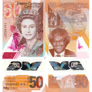 Doğu Karayipler 50 Dolar 2019 P#59 ÇİL/UNC Polimer Kağıt Para