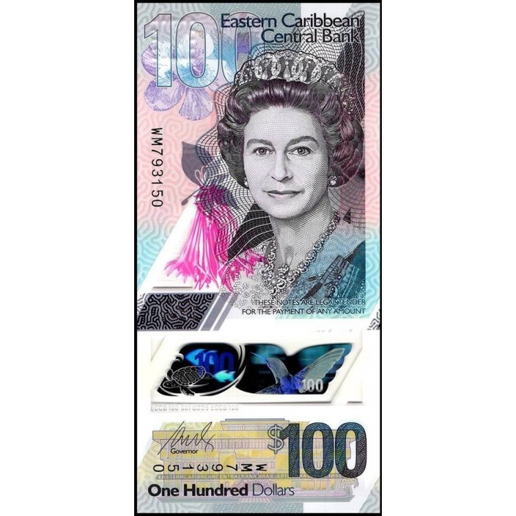 DOĞU KARAYİPLER 100 DOLAR POLYMER 2019, P#60, ÇİL, ESKİ YABANCI KAĞIT PARA