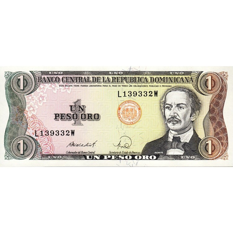 DOMİNİK CUHURİYETİ 1 PESOS ORO 1988, P#126c, ÇİL, ESKİ YABANCI KAĞIT PARA DOMİNİK CUHURİYETİ 1 PESOS ORO 1988, P#126c, ÇİL, ESKİ YABANCI KAĞIT PARA